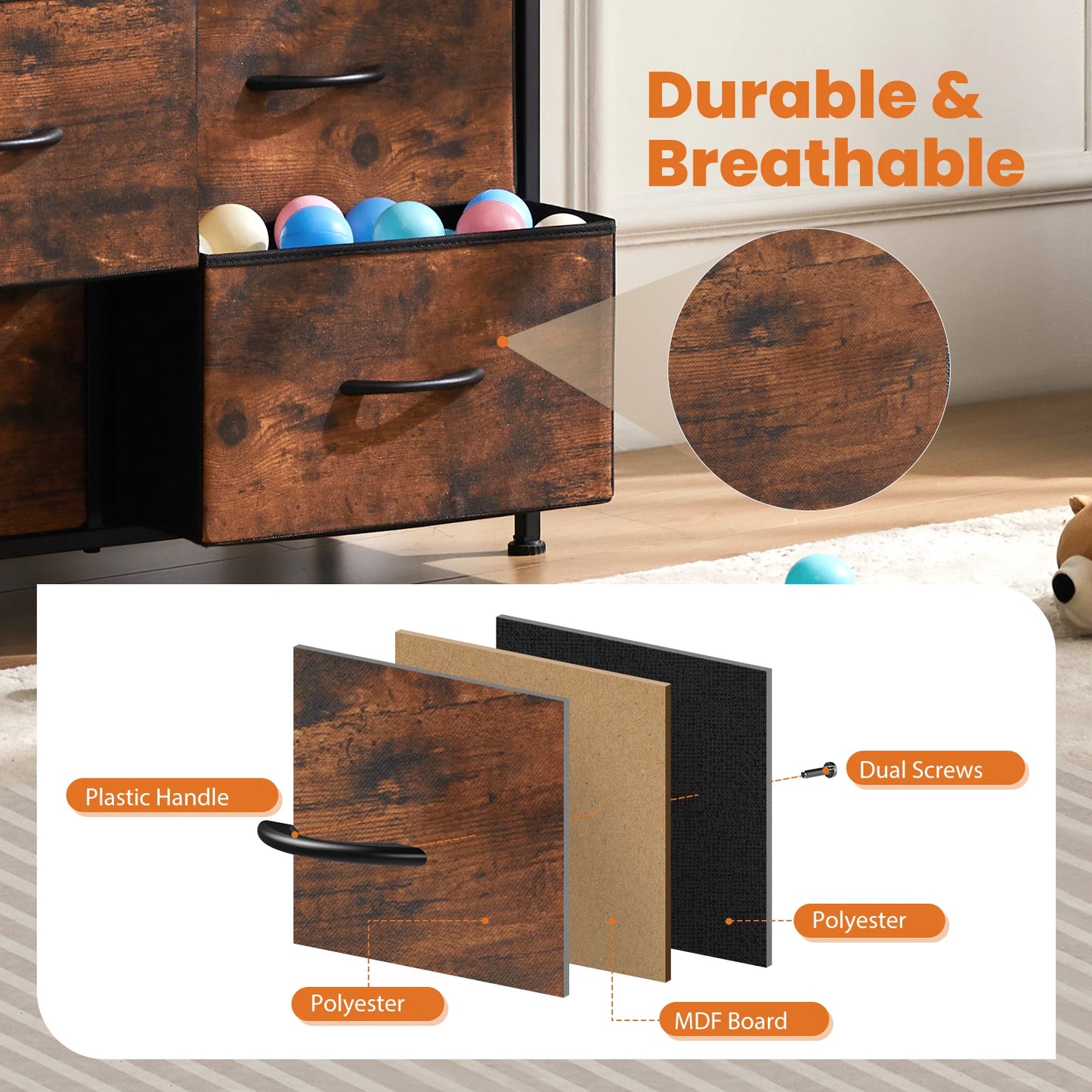 JHK Bedside Table Wardrobe Storage Cabinet With Metal Frame