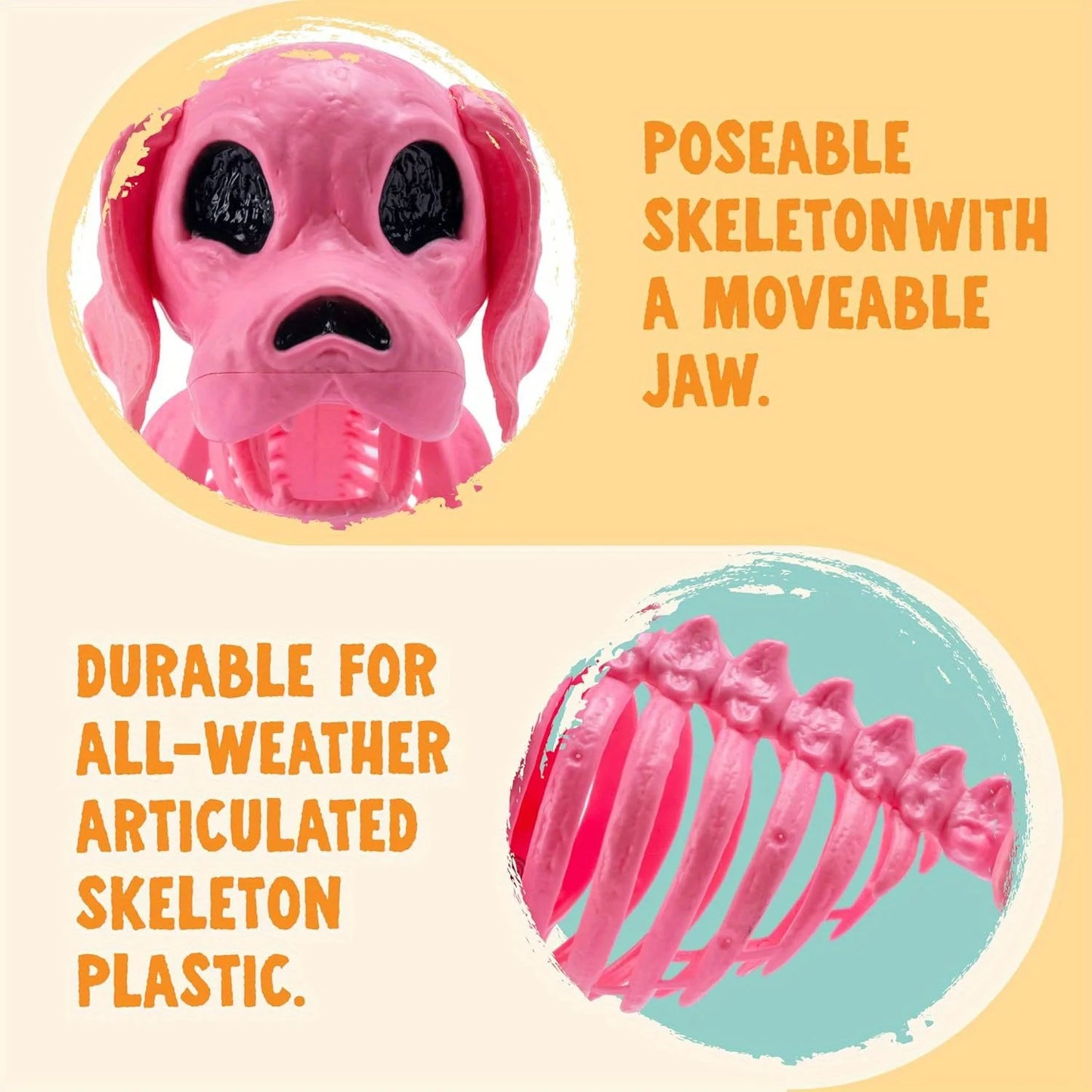 Posable Halloween Dog Skeleton Full Body Posable Joints Skeleton Puppy for Indoor Outdoor Skeleton Decorations Graveyard Party Haunted House Party Decor(9.8" X 4.7" X 12.6")