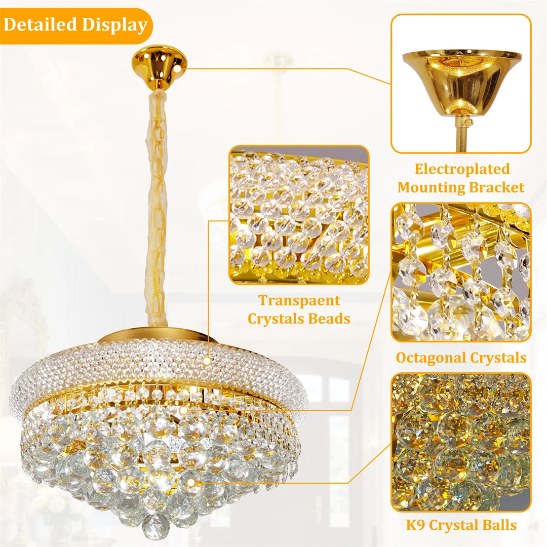 Vrygle Crystal Chandelier Pendant Light for Dining and Living Rooms