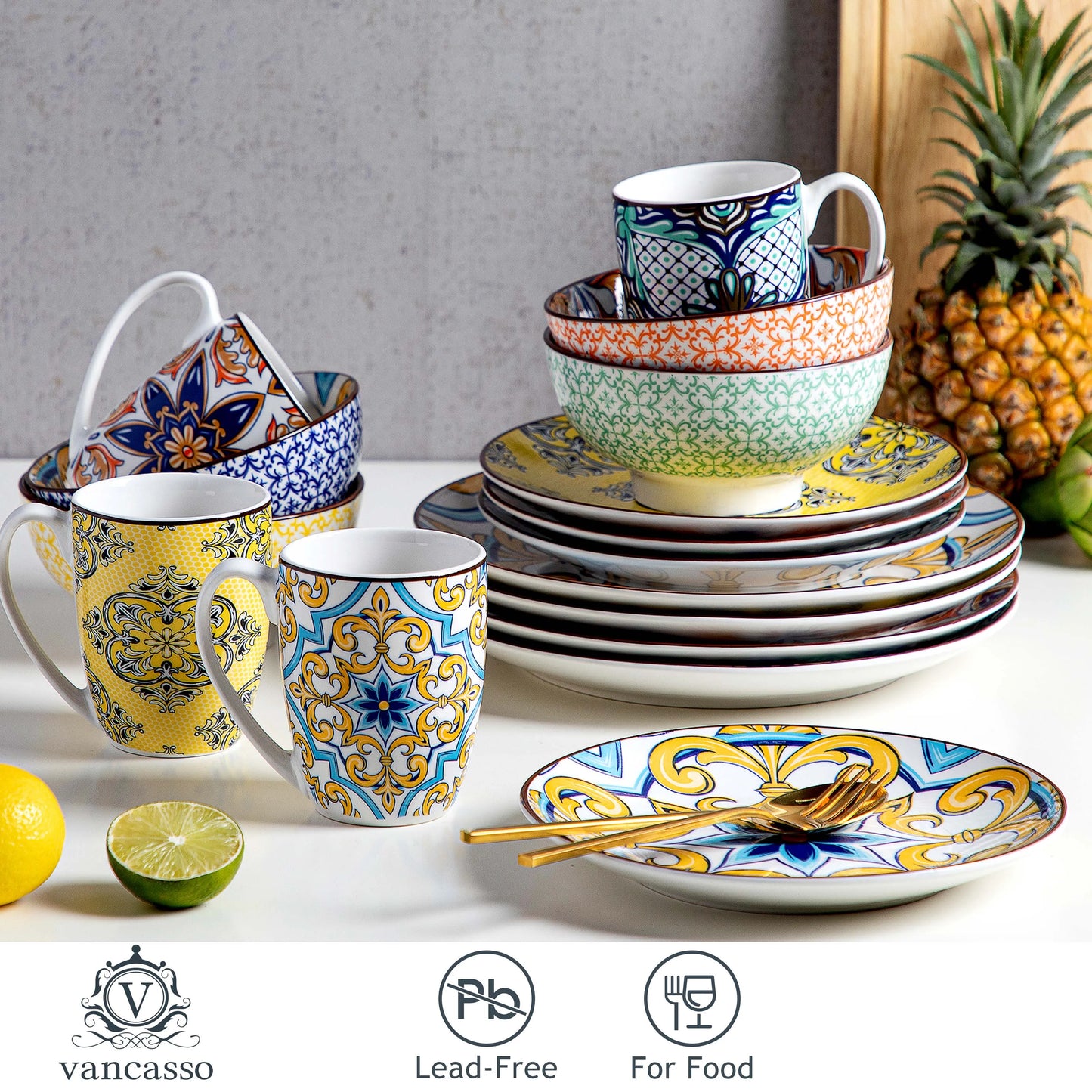 MALACASA Jasmin Pattern Porcelain Dinnerware Set Collection