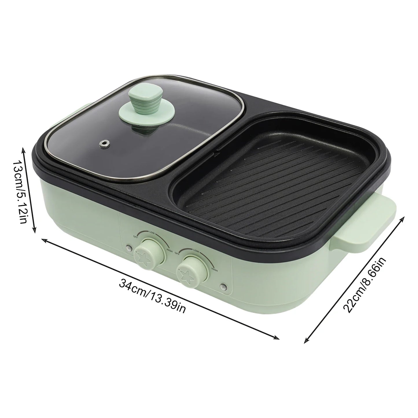 2-In-1 Hot Pot And Grill Set With Dual Heating Zones