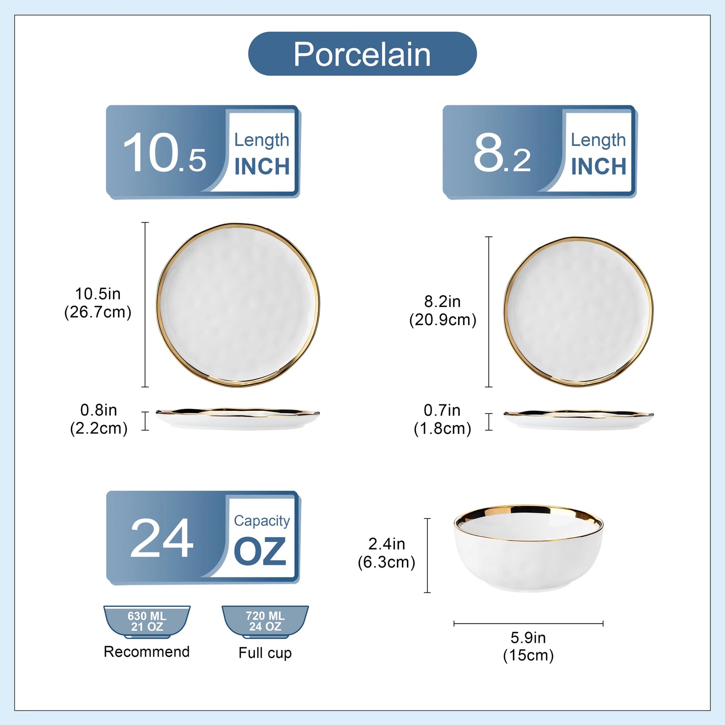 Malacasa Porcelain Dinnerware Set With Golden Rim Elegant Everyday Tableware