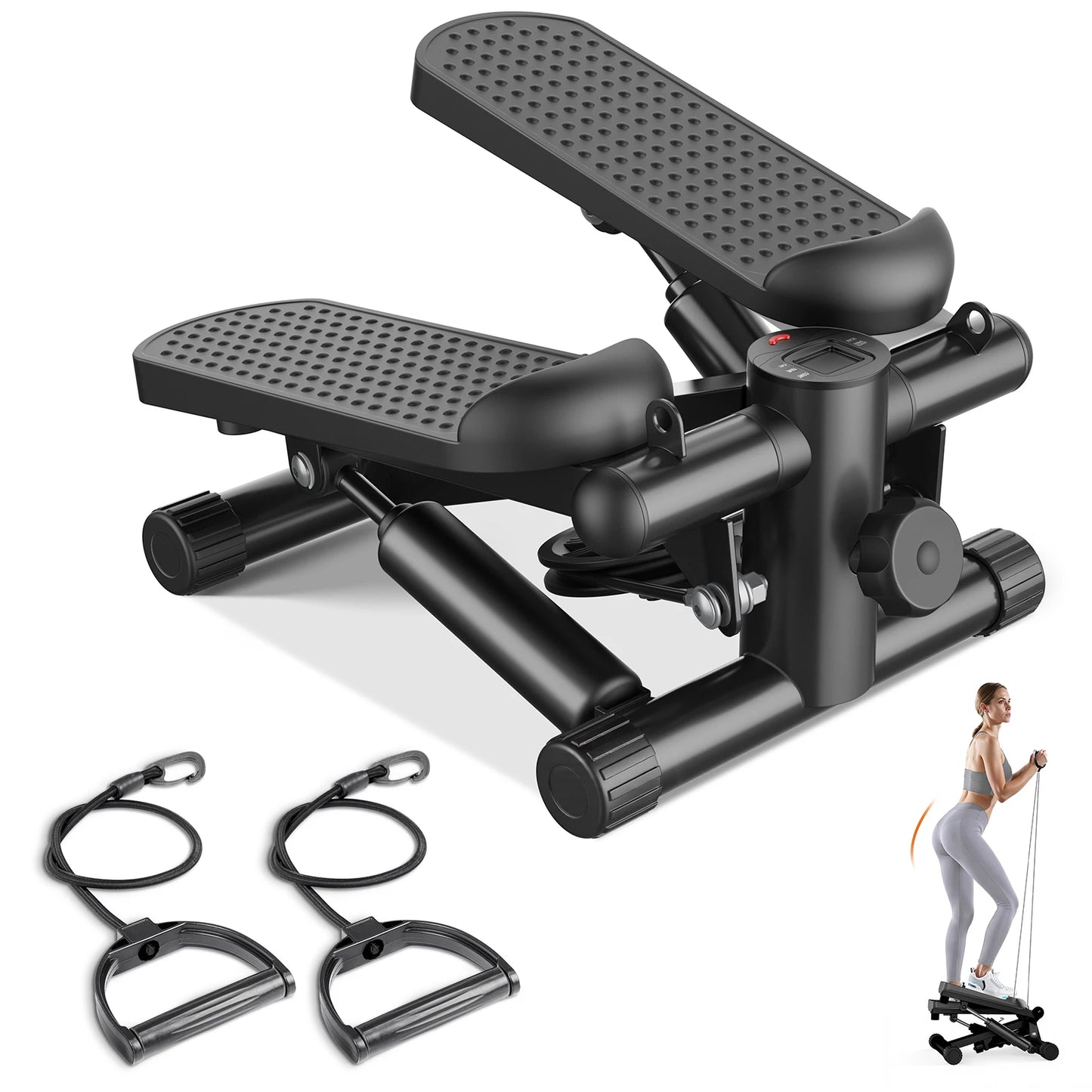 Mini Stepper With Resistance Bands Cardio Machine Home