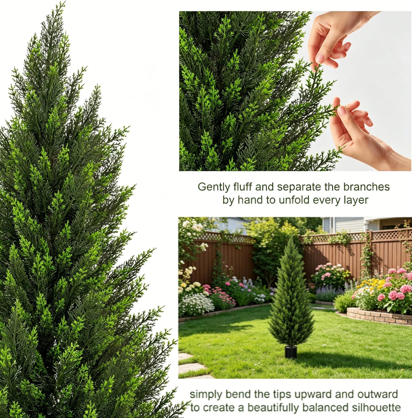 Artificial Cedar Topiary Tree 2/3/4/5/6FT Faux Evergreen Cypress Plant with Realistic Green Leaves, Outdoor Fake Shrub Bush for Front Porch, Garden, Patio, Home Office Halloween Christmas Decor
