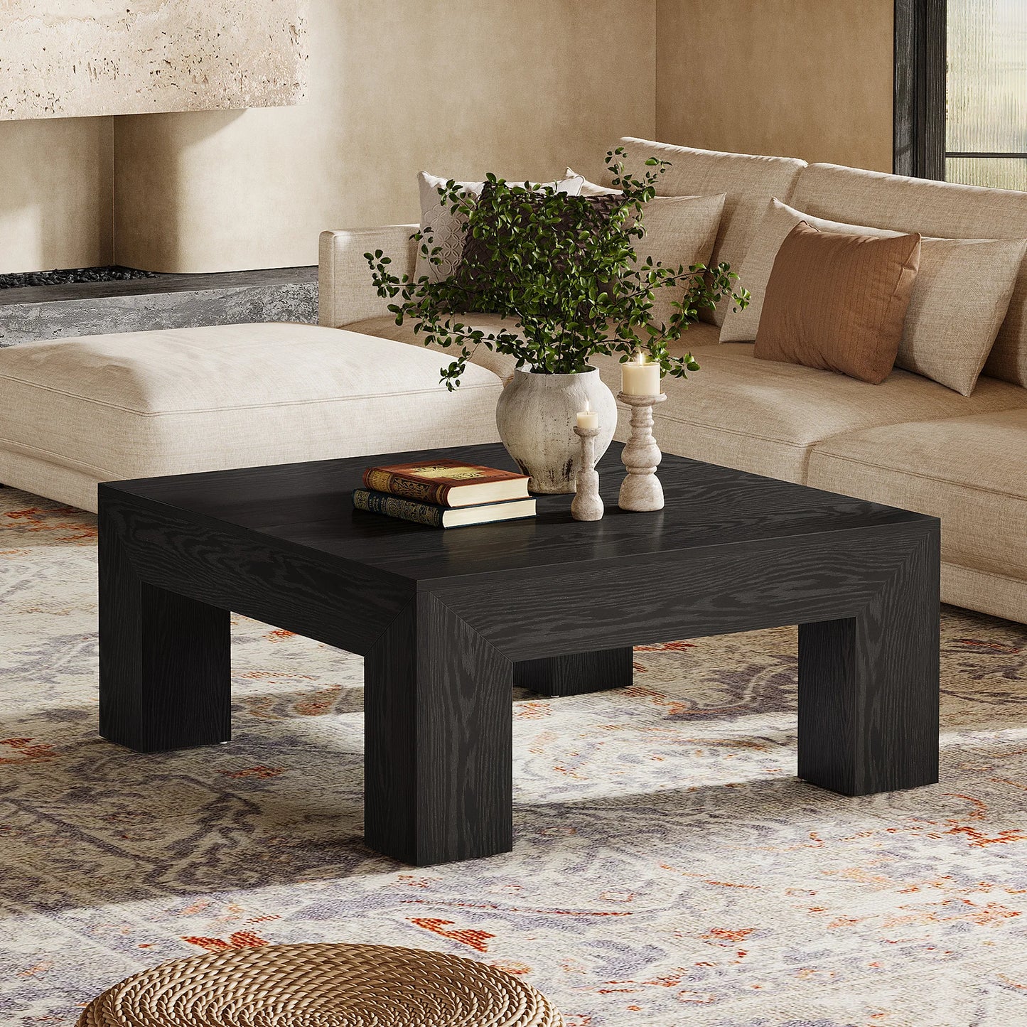 Tribesigns Square Coffee Table Farmhouse Wood Centerpiece