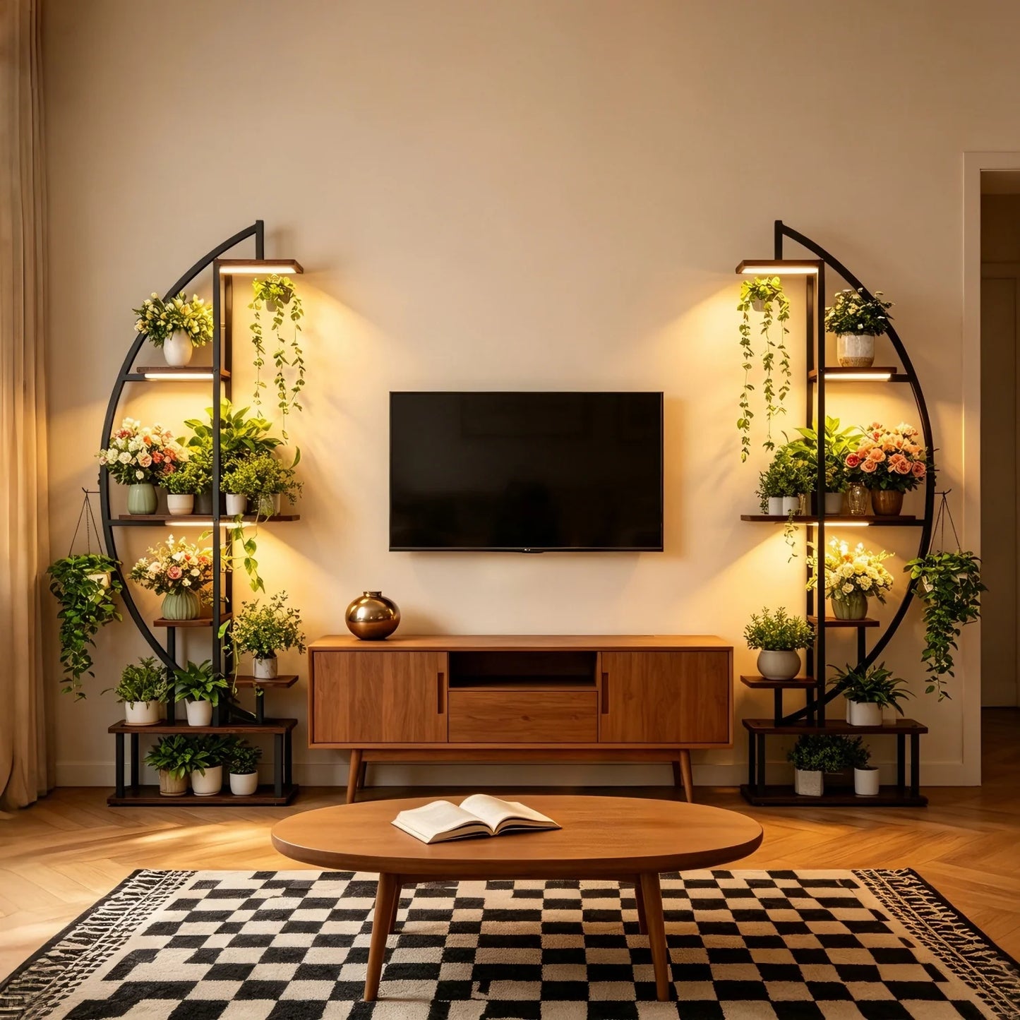 Half Moon 7 Tier Metal Plant Stand for Living Room