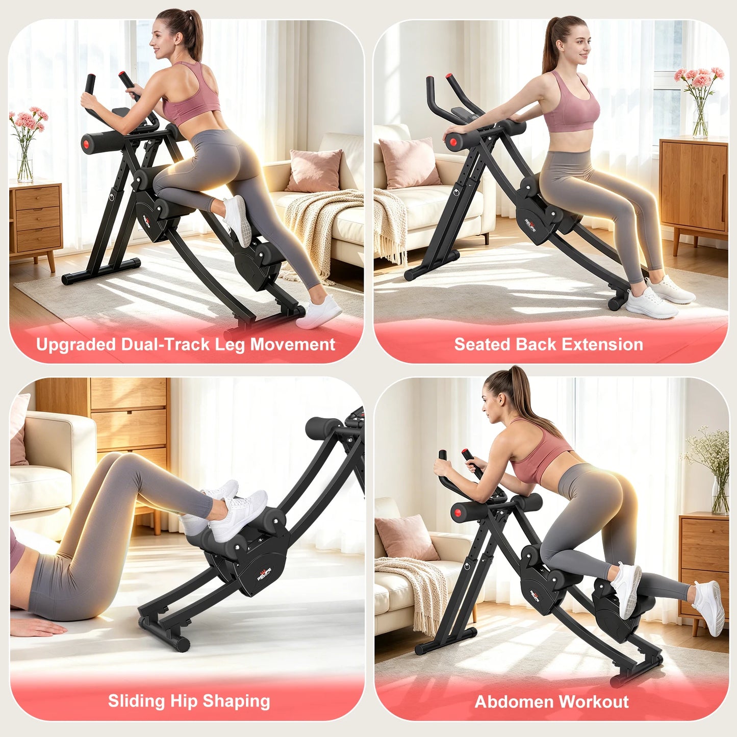 Dual Split-Track Ab Machine Core Trainer Home Fitness