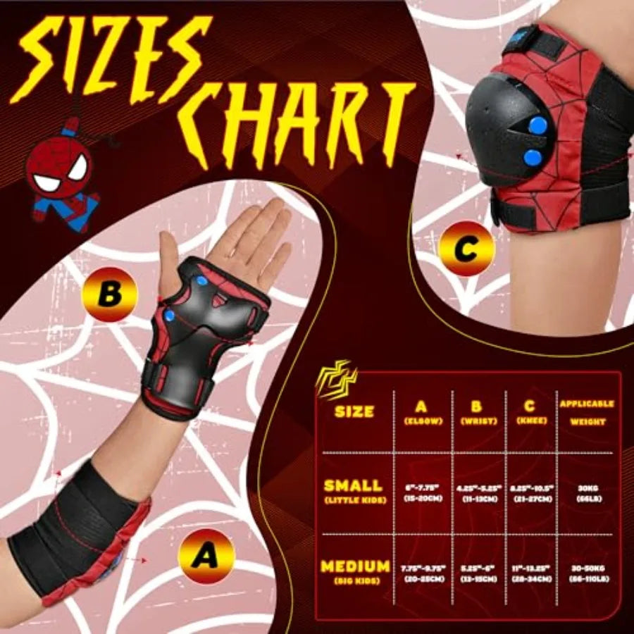 Kids Reflective Knee Elbow Wrist Guard Set With Drawstring Bag