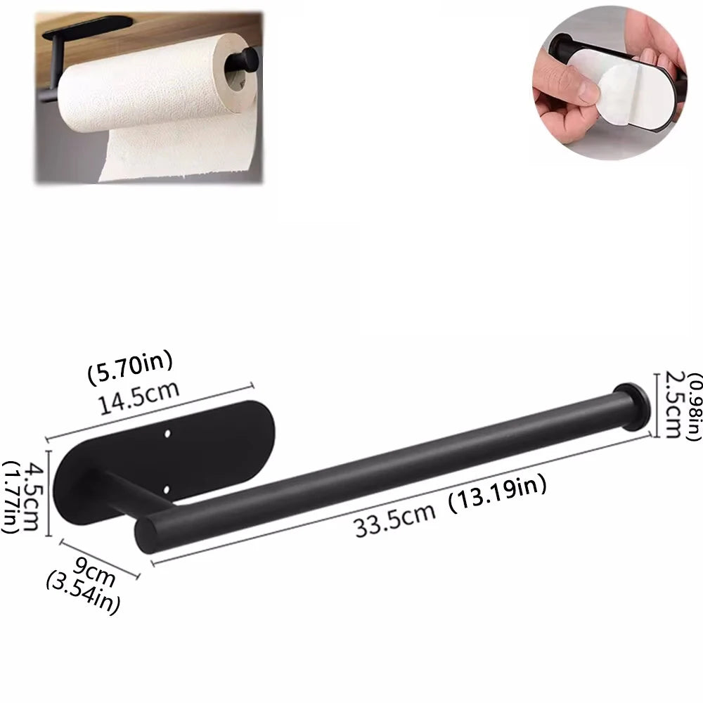 Adhesive Metal Paper Towel Holder With Bathroom Storage Rack
