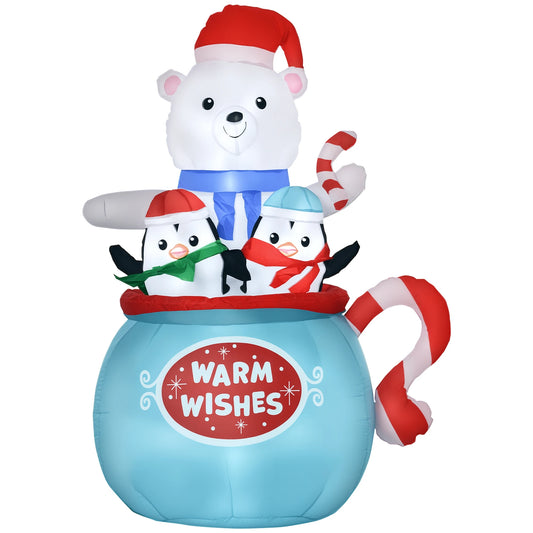 Outdoor Christmas Inflatable Polar Bear Penguin Mug Yard Decor