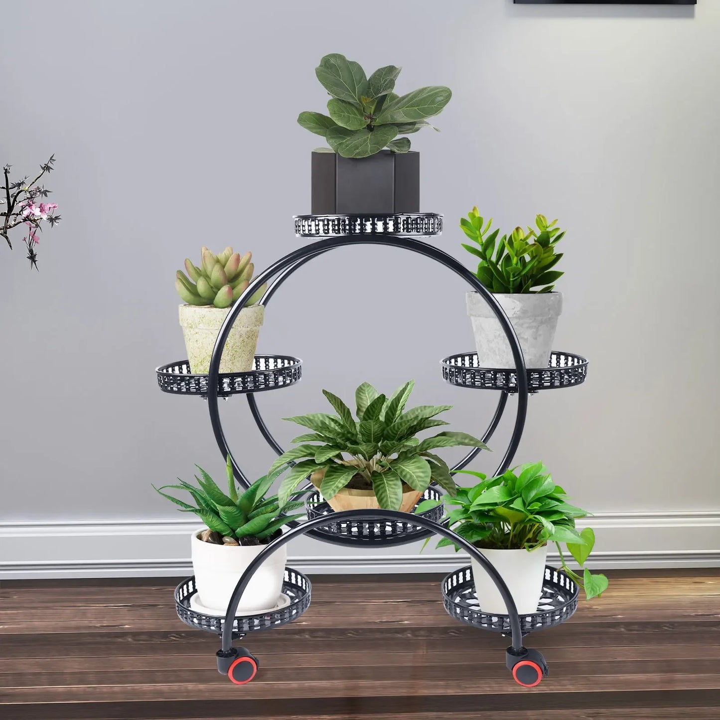 Metal Plant Stand Six Pot Rack For Patio Garden And Living Room
