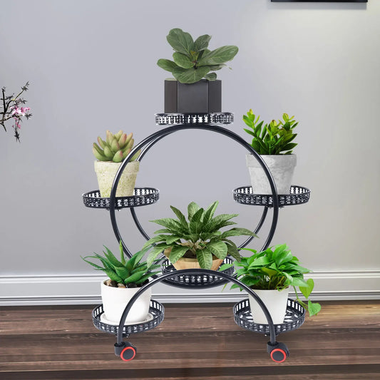 Metal Plant Stand Six Pot Rack For Patio Garden And Living Room
