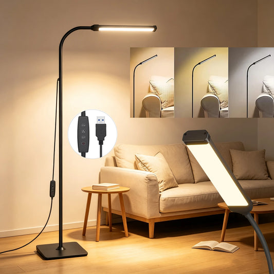 DUMILOO Adjustable LED Floor Lamp With Flexible Gooseneck For Reading