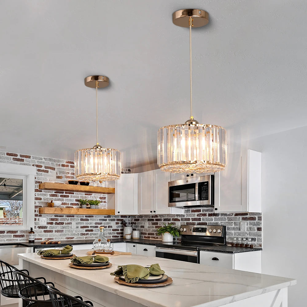 GreeLustr Modern Crystal Pendant Light for Dining Room and Kitchen Islands