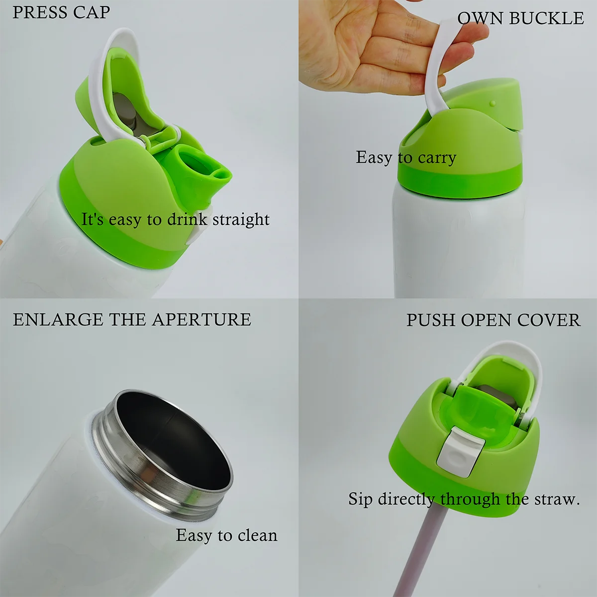 Nightlight Ghost Stainless Steel Insulated Water Bottle With Straw Outdoor