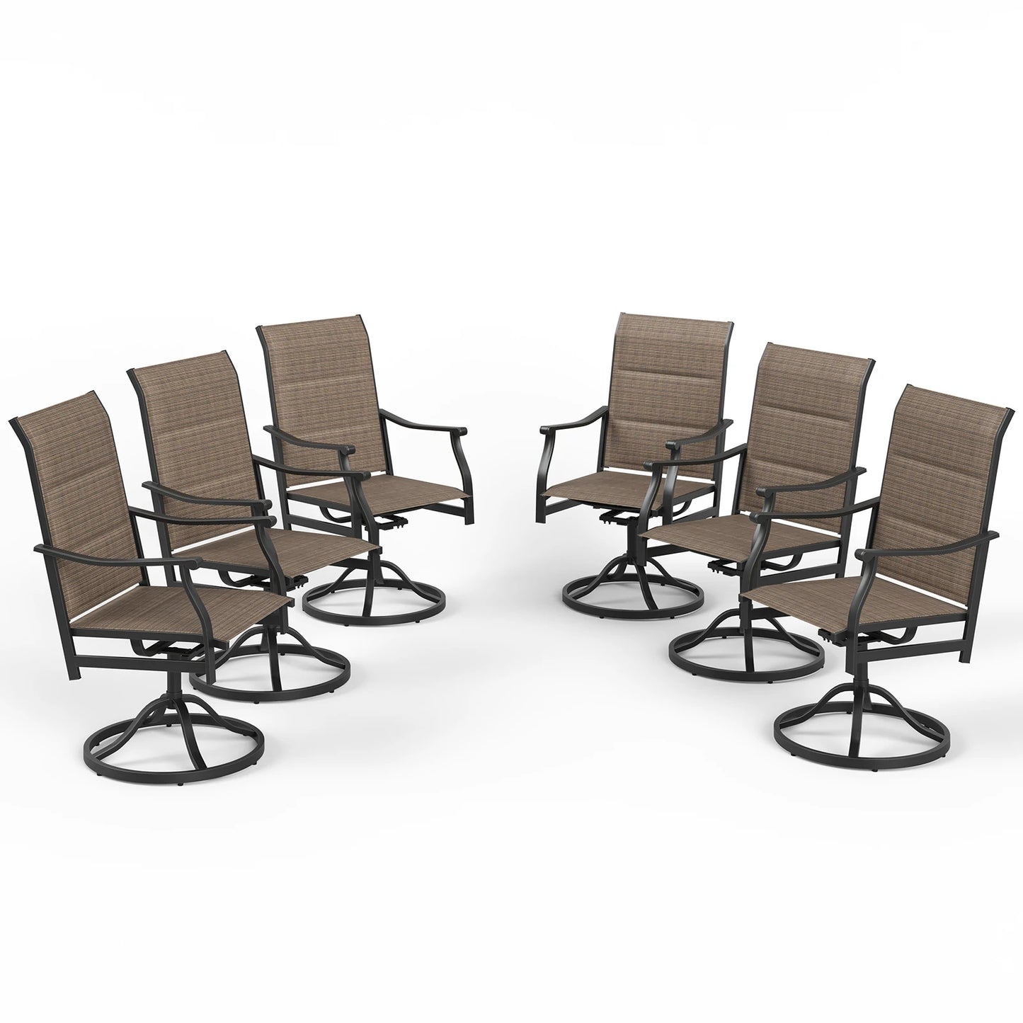 Farini 360° Swivel Outdoor Dining Chairs Set of 2, Patio Metal Paded Armchair with Textilene Fabric, All-Weather Resistant