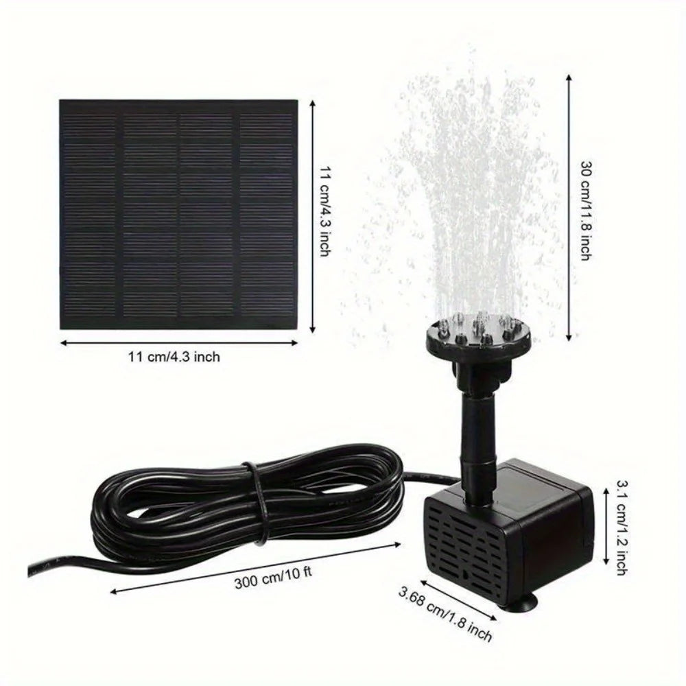 Solar Floating Fountain Pump With 6 Nozzles For Bird Baths