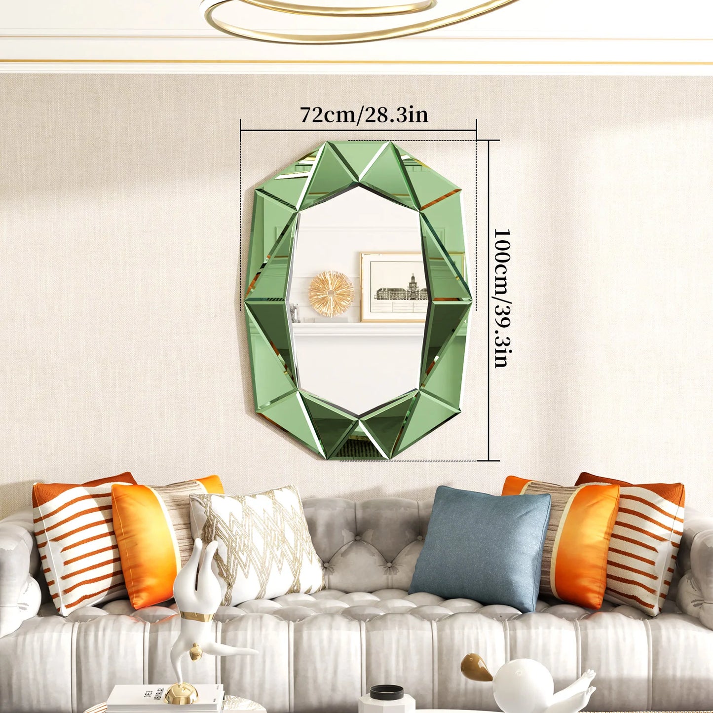 Wisfor Irregular Silver Glass Wall Mirror With Beveled Diamond Edge