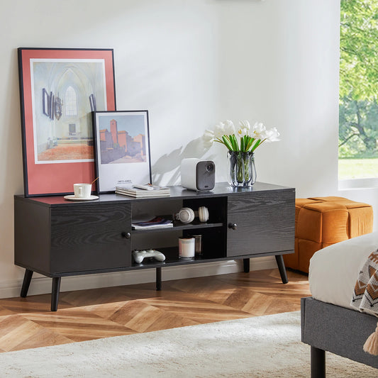 JHK Wooden Fireplace TV Stand For Living Room Entertainment Center