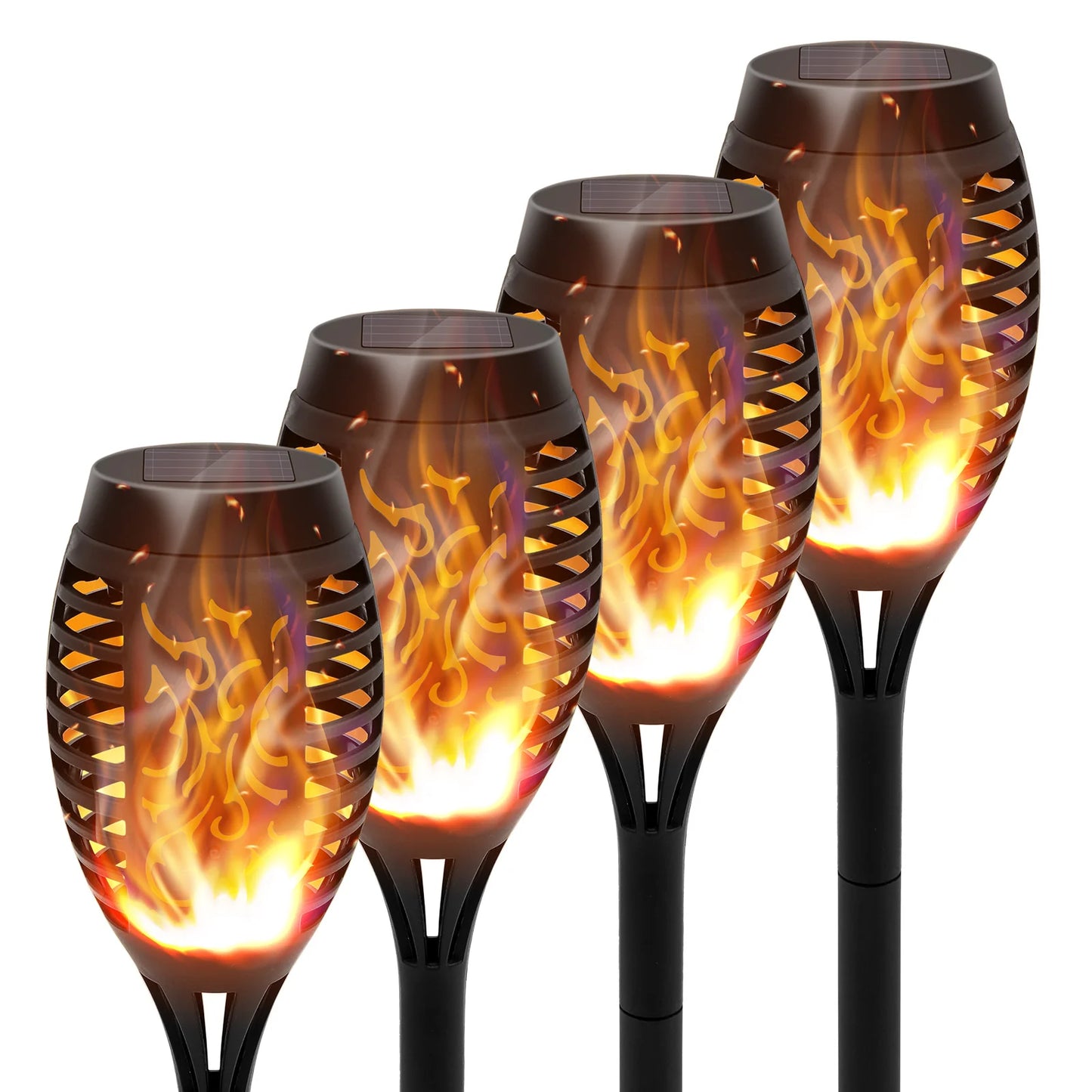 Outdoor Solar Torch Lights With Flickering Flame Waterproof Pathway