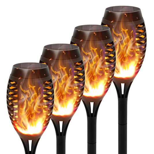 Solar Torch Lights With Flickering Flame Outdoor Waterproof LED Path Lights