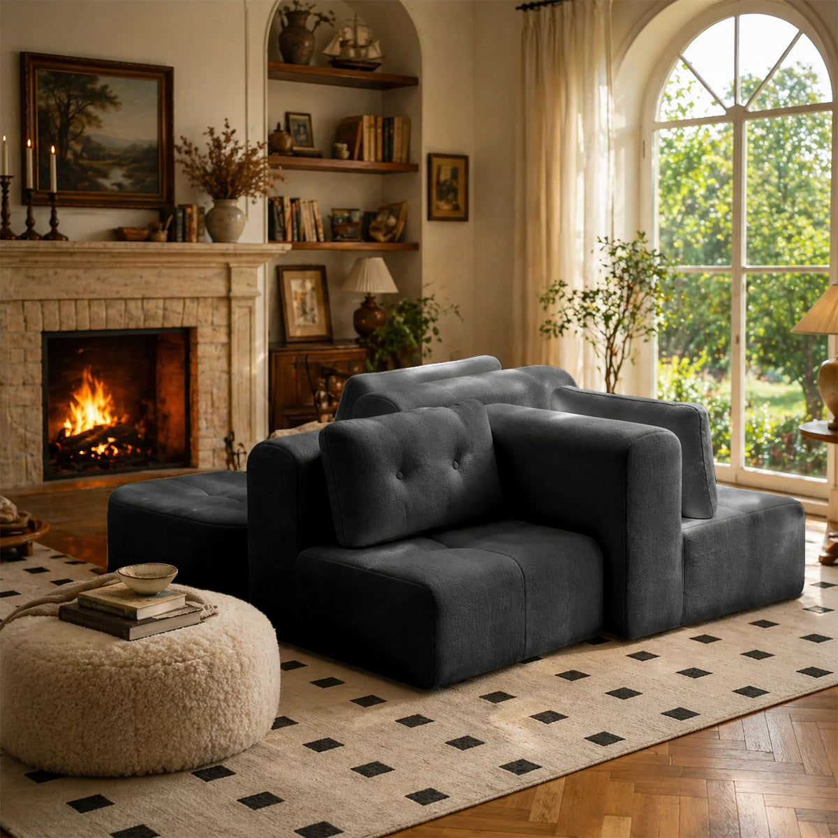 112.2" Convertible Modular Sectional Sofa, L-Shaped Couch with Chaise Lounge, Multifunctional Living Room Furniture
