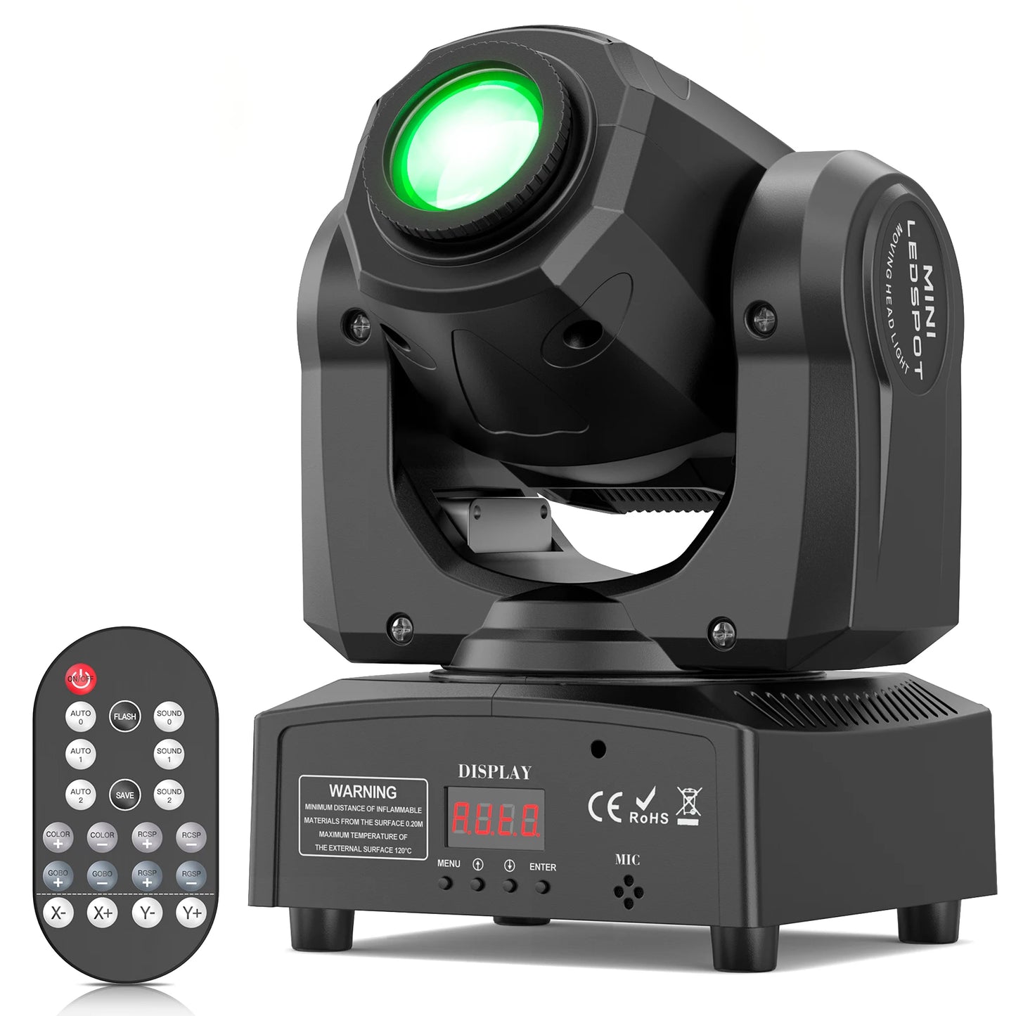 U'King 120W LED Moving Head Light Mini Spot Gobos Stage Light Remote Control DMX512 Patterns Beam Effect Light for DJ Wedding