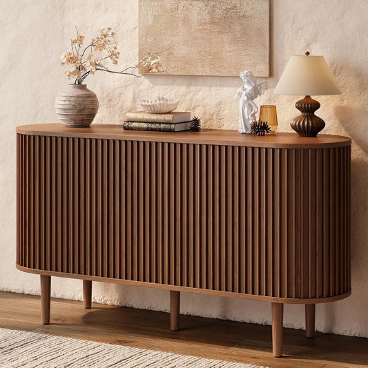 ONBRILL Mid Century Sideboard Buffet Cabinet With Adjustable Shelves
