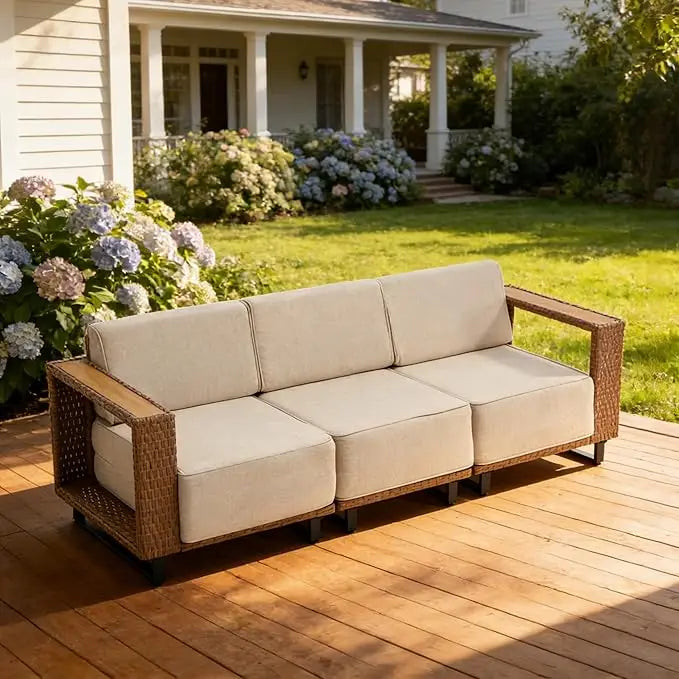 XIUWO All Weather PE Rattan Outdoor Sectional Sofa Set