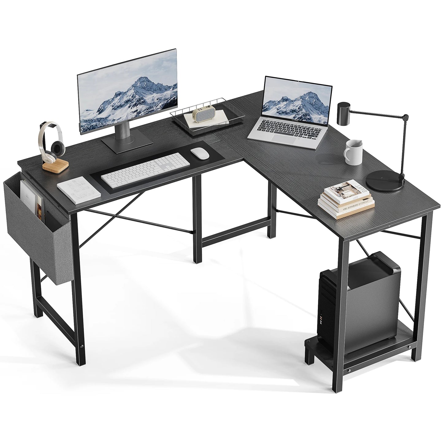 JHK Gaming Corner L Shaped PC Desk With CPU Storage
