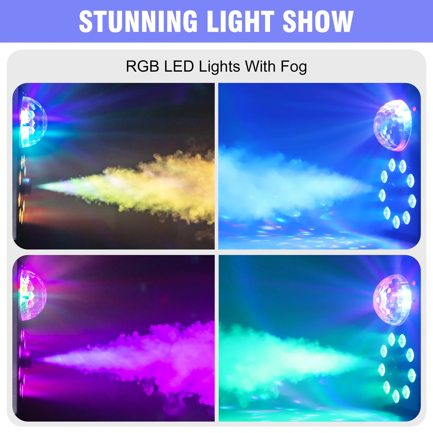 Datewink 700W Smoke Fog Machine 9LEDs RGB Stage Lights Effect Remote Control Fogger Ejector For Disco DJ Christmas Party Wedding