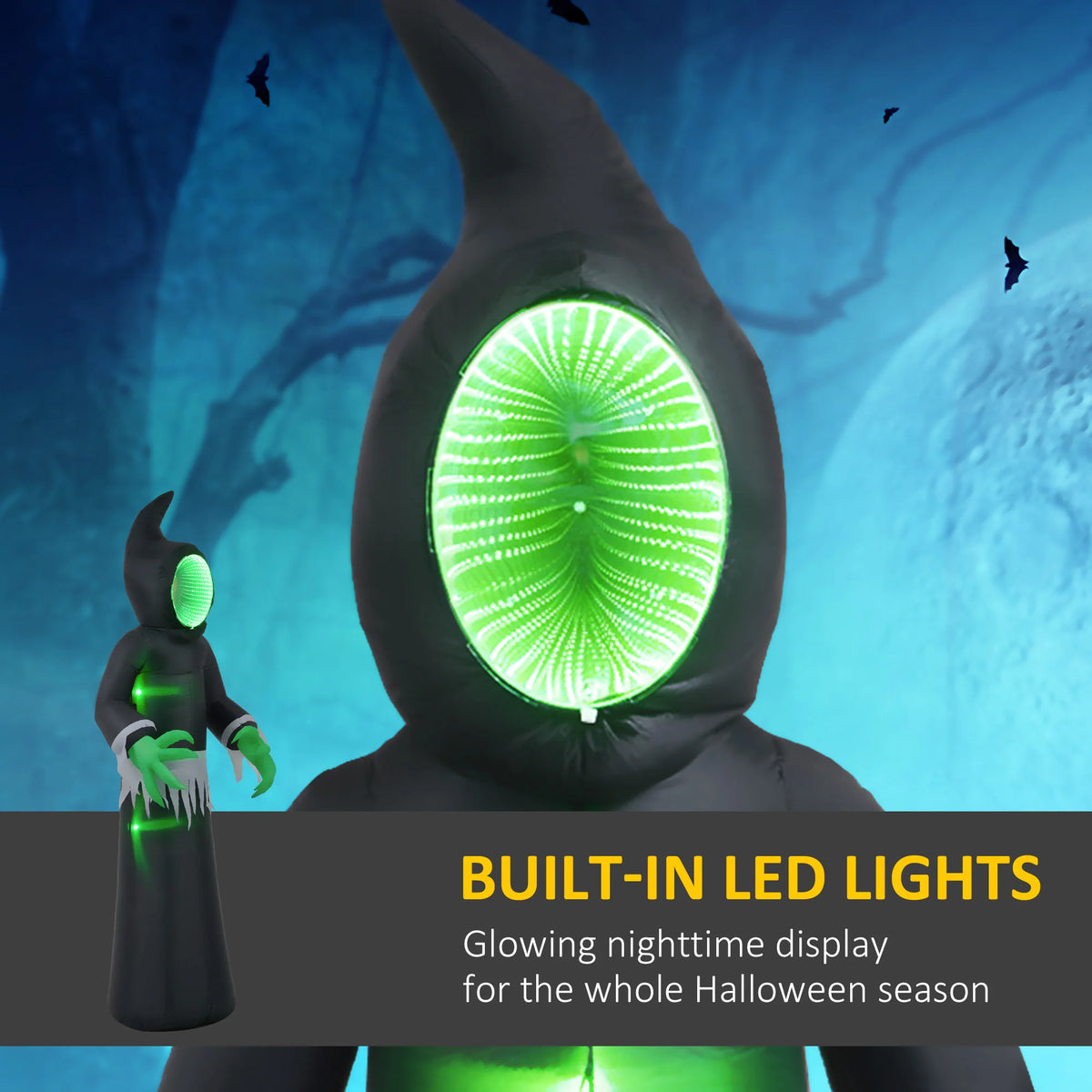HOMCOM Inflatable Halloween Ghost Decoration With LED Outdoor Yard Display