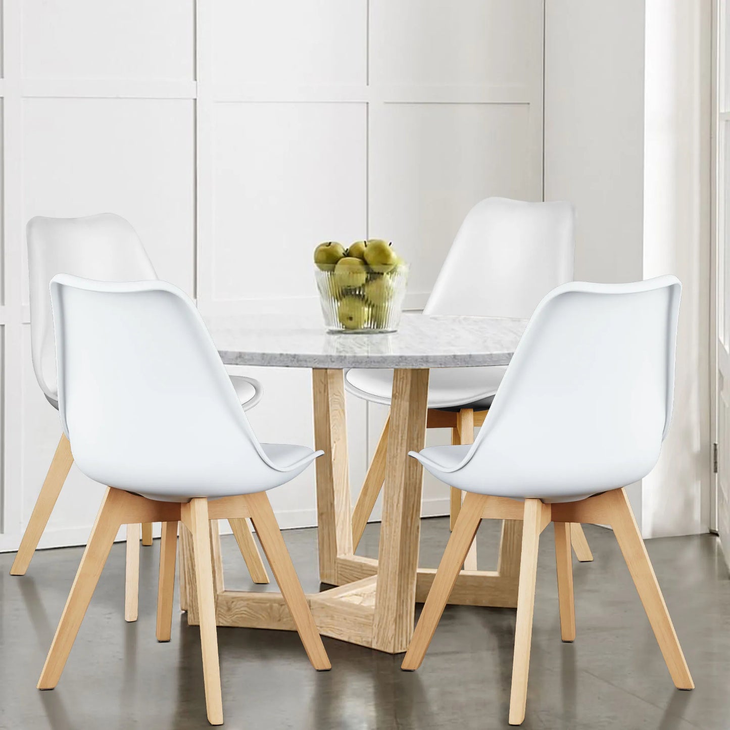 JHK Premium PU Leather Dining Chairs Featuring Ergonomic Wooden Legs
