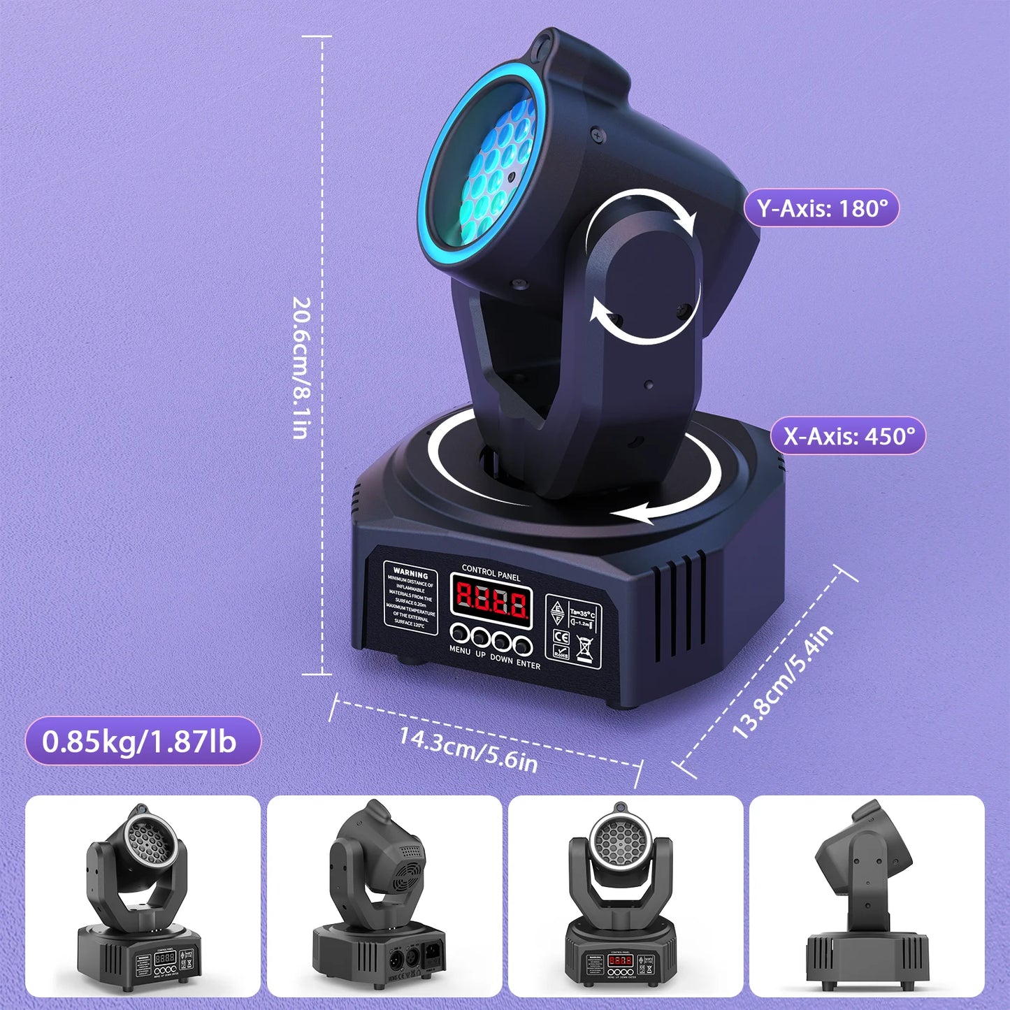 U'King Mini 30W Moving Head Light DMX RGB Strobe Light