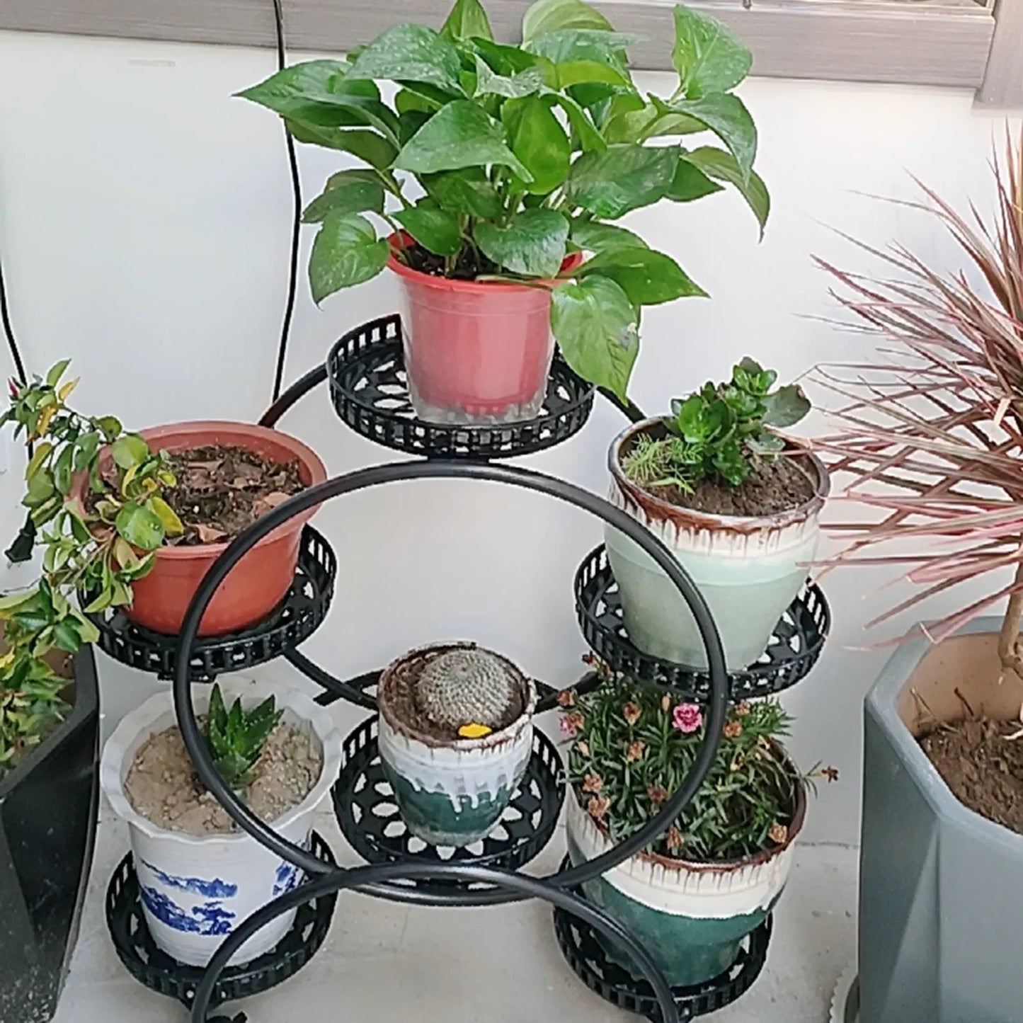 Metal Plant Stand Six Pot Rack For Patio Garden And Living Room