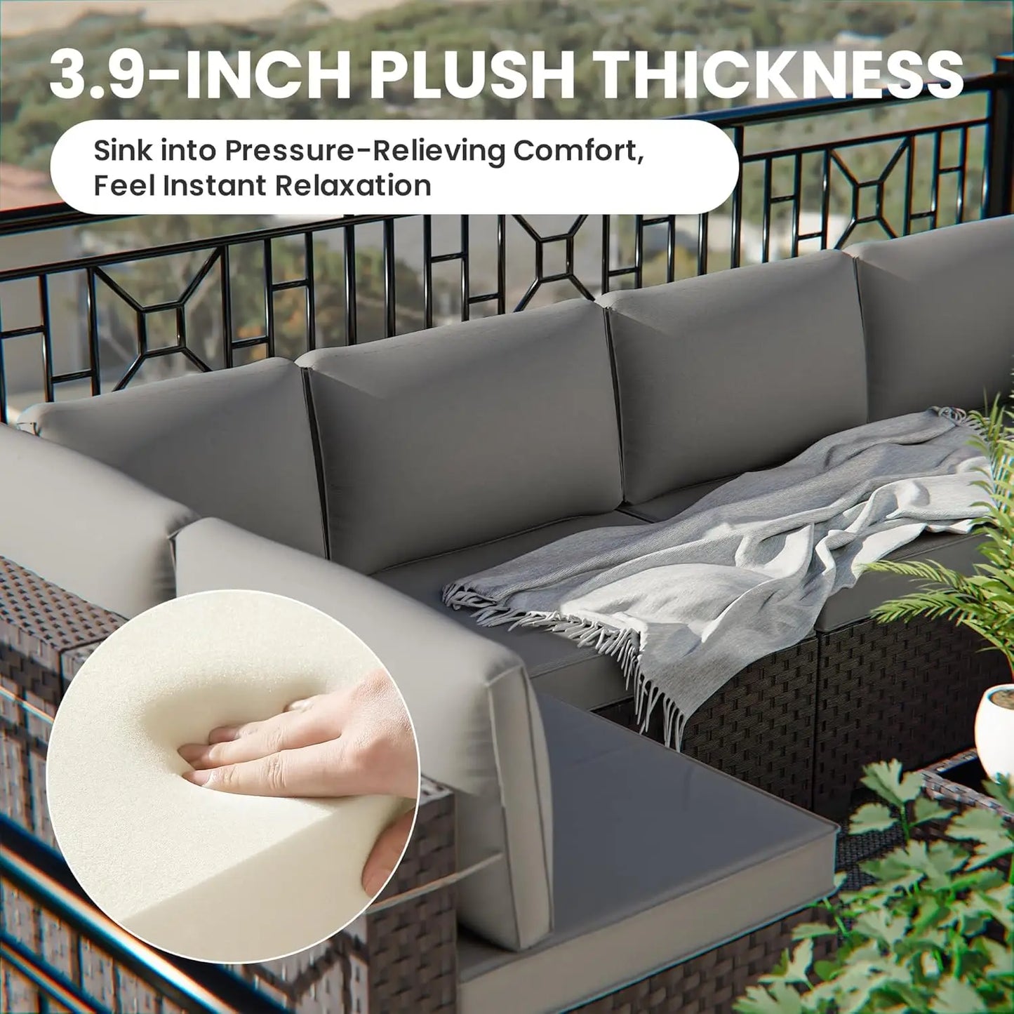 14 Pieces Outdoor Patio Furniture Set,Outdoor Sectional Furniture All Weather PE Rattan Wicker Patio Conversation Set, Custom